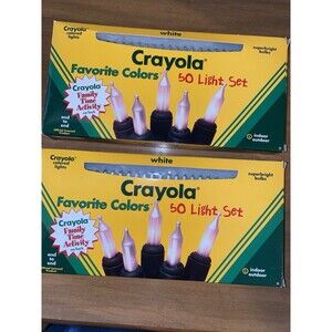 2PK Vintage 1996 Crayola Favorite Colors 50 Lights WARM WHITE Holiday Set Tested